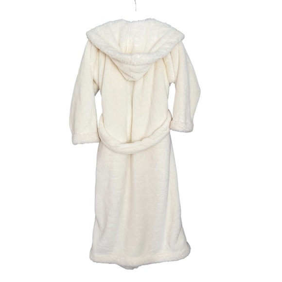 Pottery Barn Ivory White Plush Fireside Robe Spa Comfy Cozy Women Size L Long - Picture 4 of 10